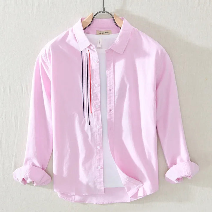 Chemise Style Japonais en Coton Rose