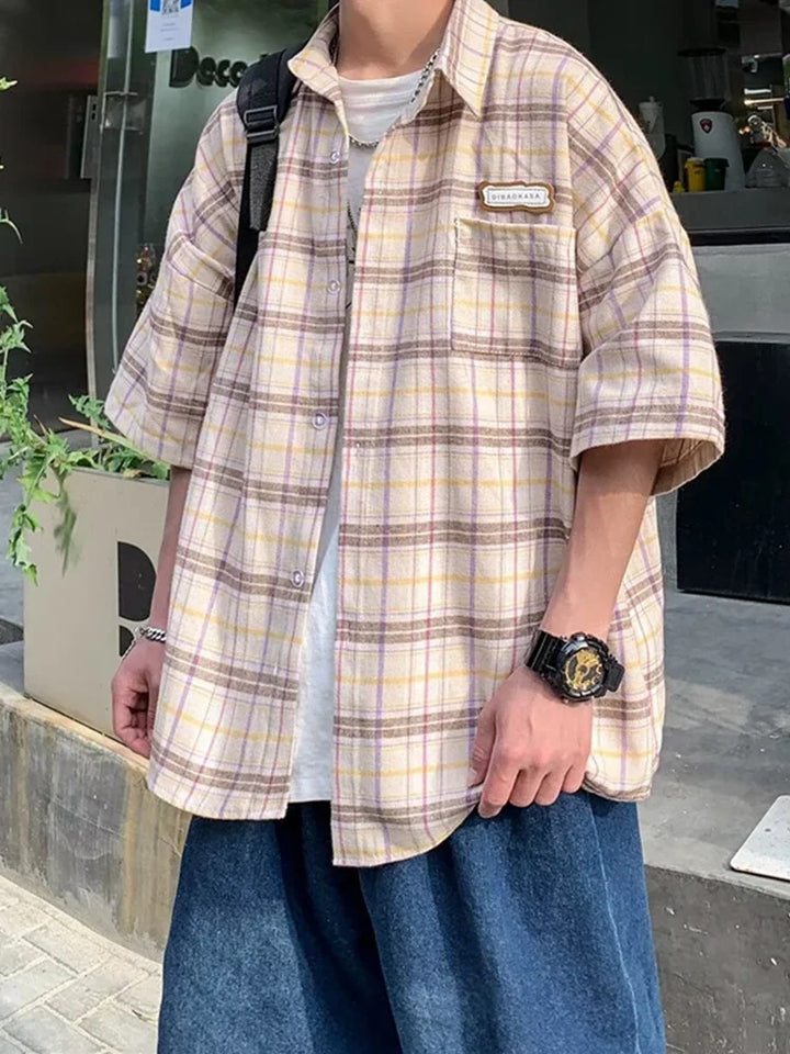 Chemise d’Eté Japonaise Carreaux Beige