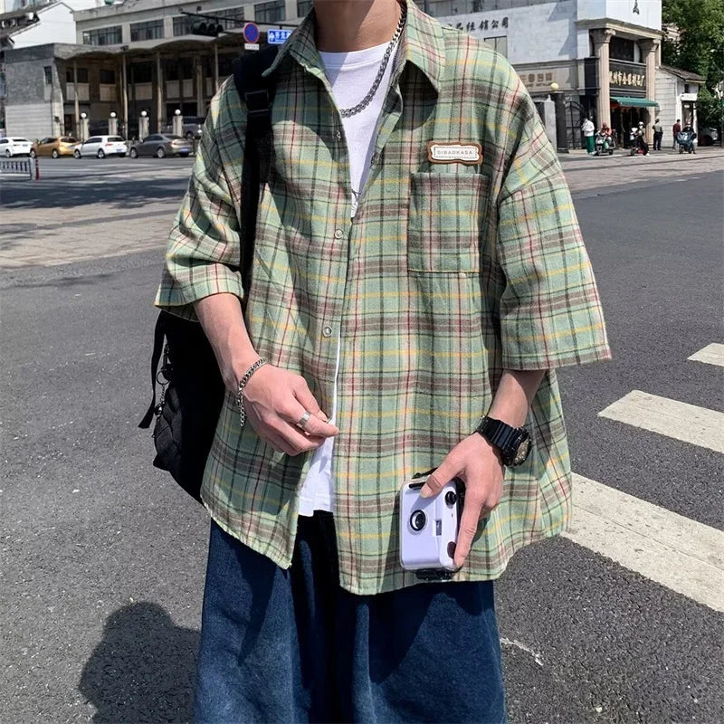 Chemise d’Eté Japonaise Carreaux Vert
