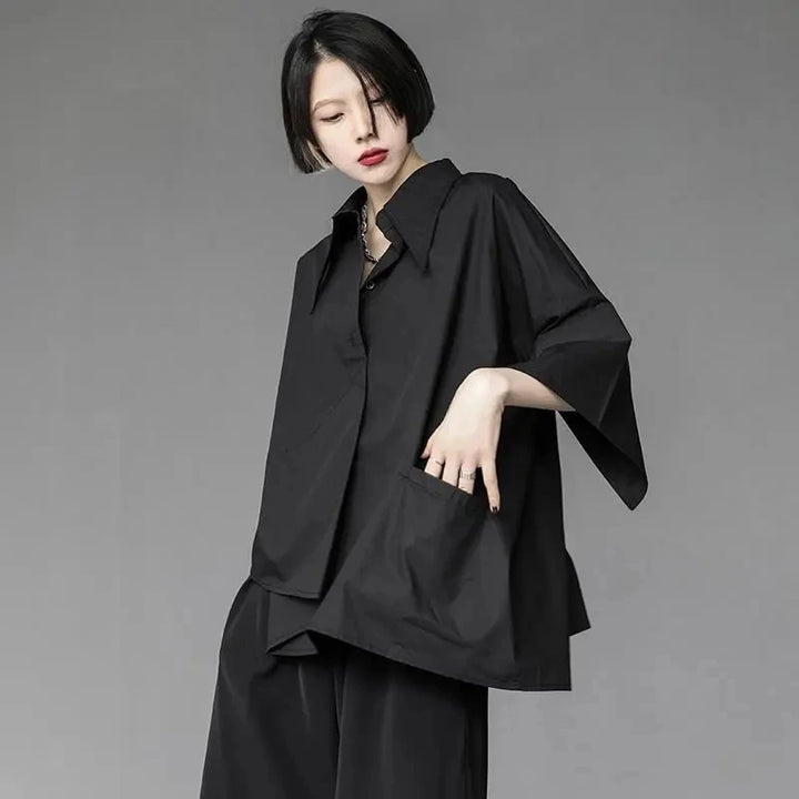 Chemisier Japonais Femme Asymétrique Fluide