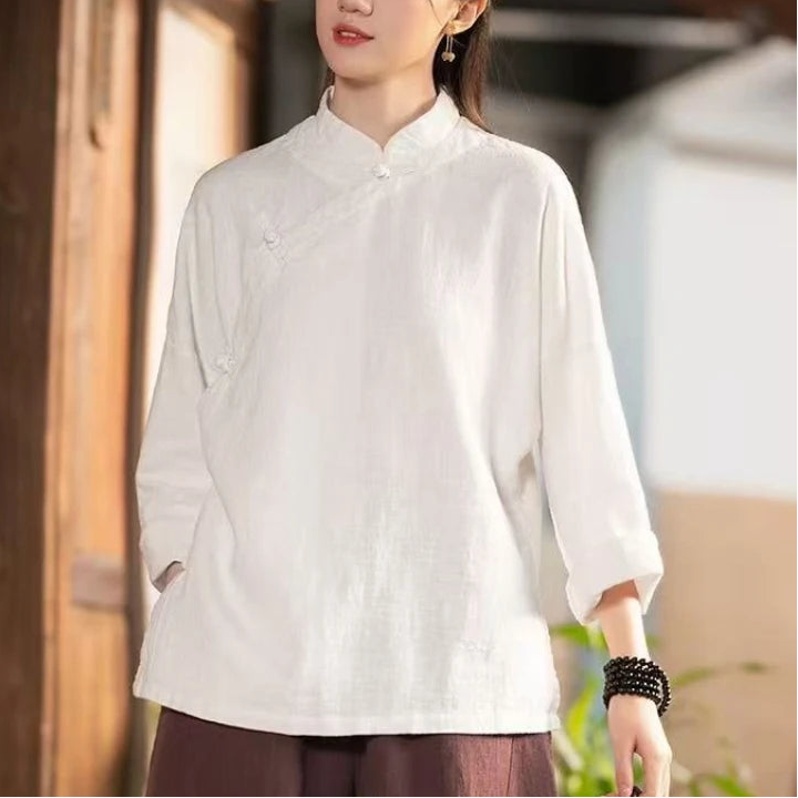 Chemisier Japonais Vintage en Coton et en Lin