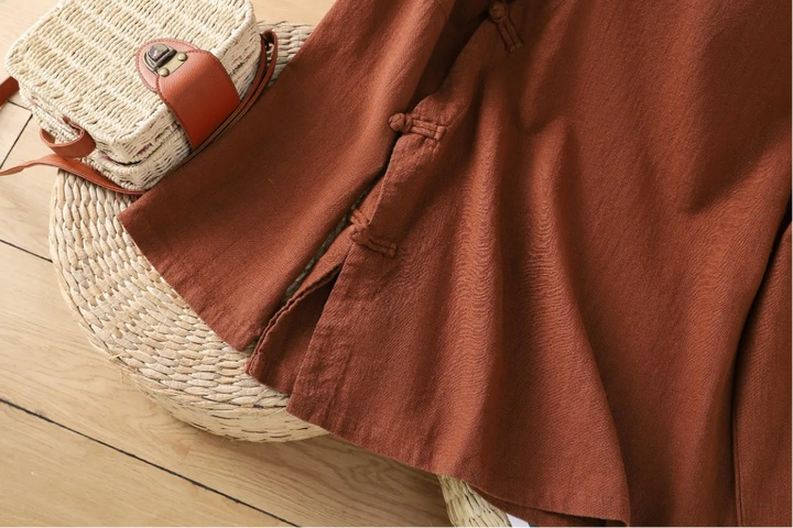Chemisier Japonais Vintage en Coton et en Lin Ample