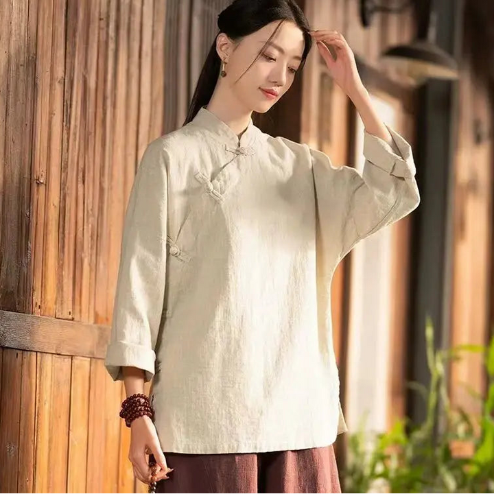 Chemisier Japonais Vintage en Coton et en Lin Chic
