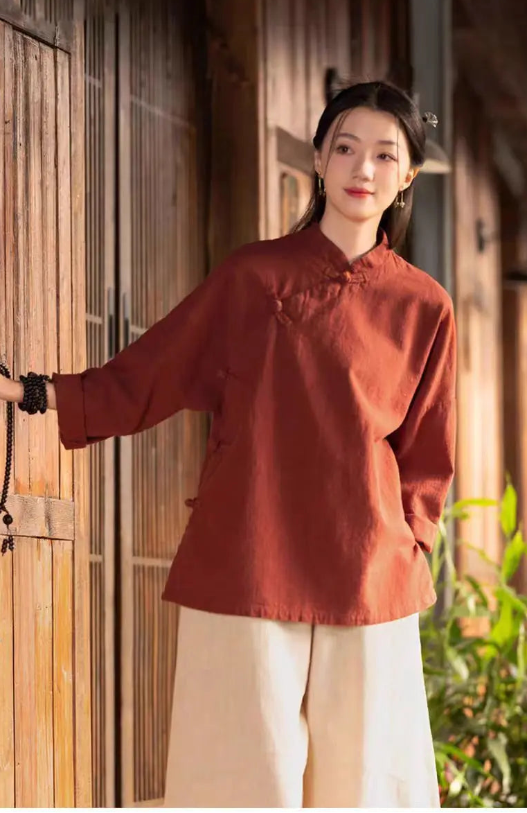 Chemisier Japonais Vintage en Coton et en Lin Vaporeuse