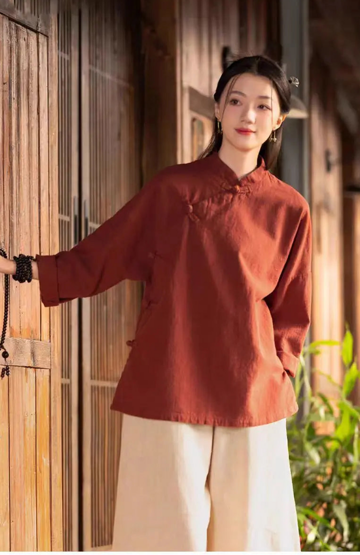Chemisier Japonais Vintage en Coton et en Lin Vaporeuse