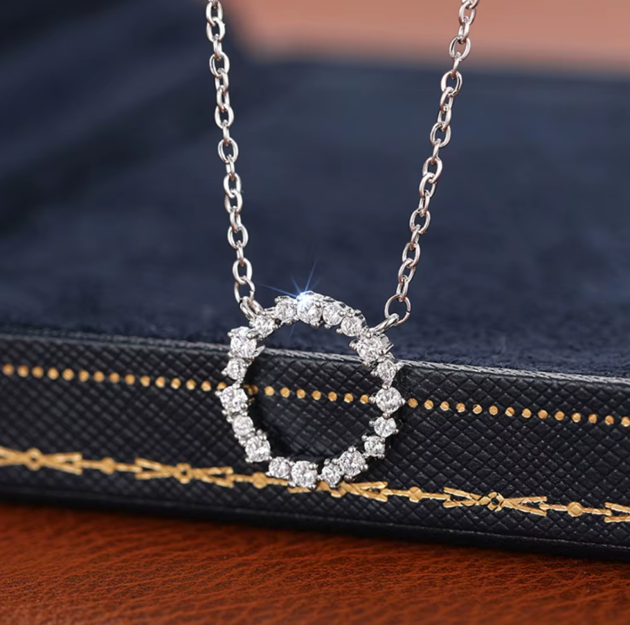 Collier Japonais Pendentif Rond argentée