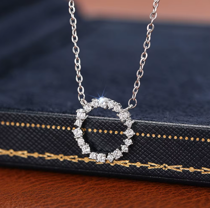 Collier Japonais Pendentif Rond argentée