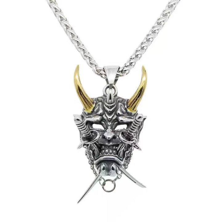 Collier Japonais masque Oni Double épée de qualité