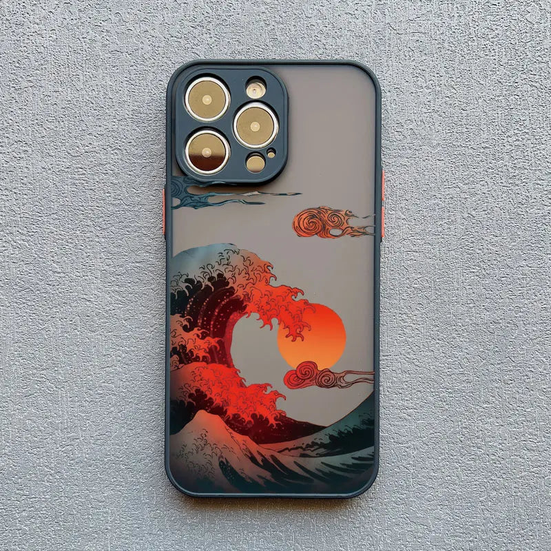 Coque de Téléphone Japonaise Bleue iPhone Kanagawa
