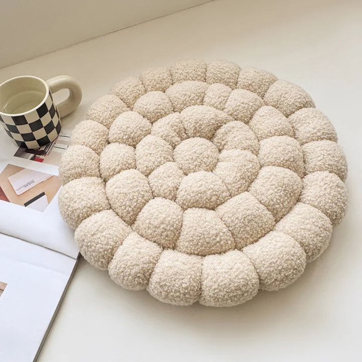 Coussin Japonais Doux Tissé Fleur beige