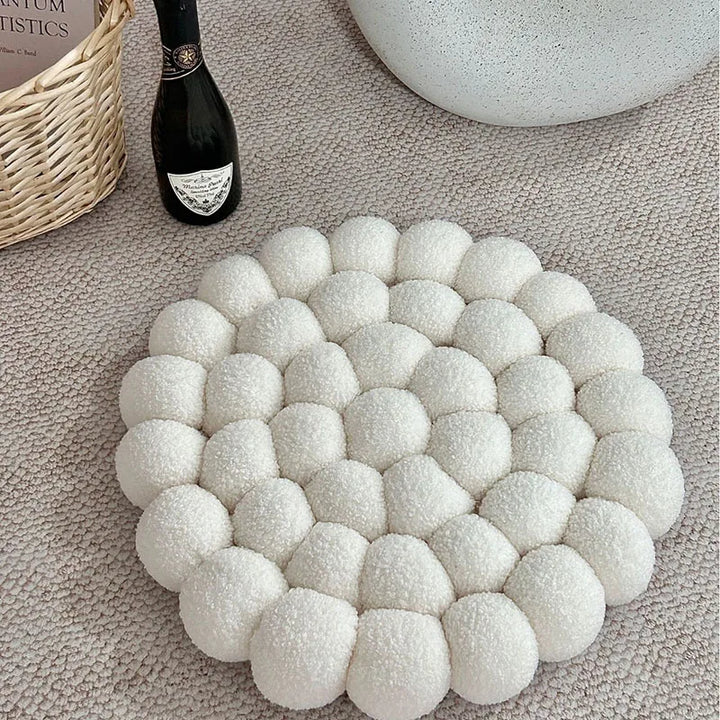 Coussin Japonais Doux Tissé Fleur blanc