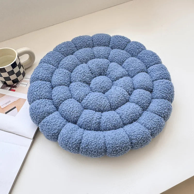 Coussin Japonais Doux Tissé Fleur bleu.