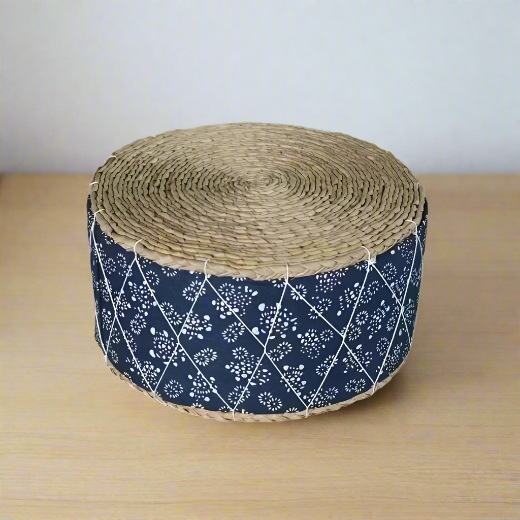Coussin Japonais Fleuri Bleu