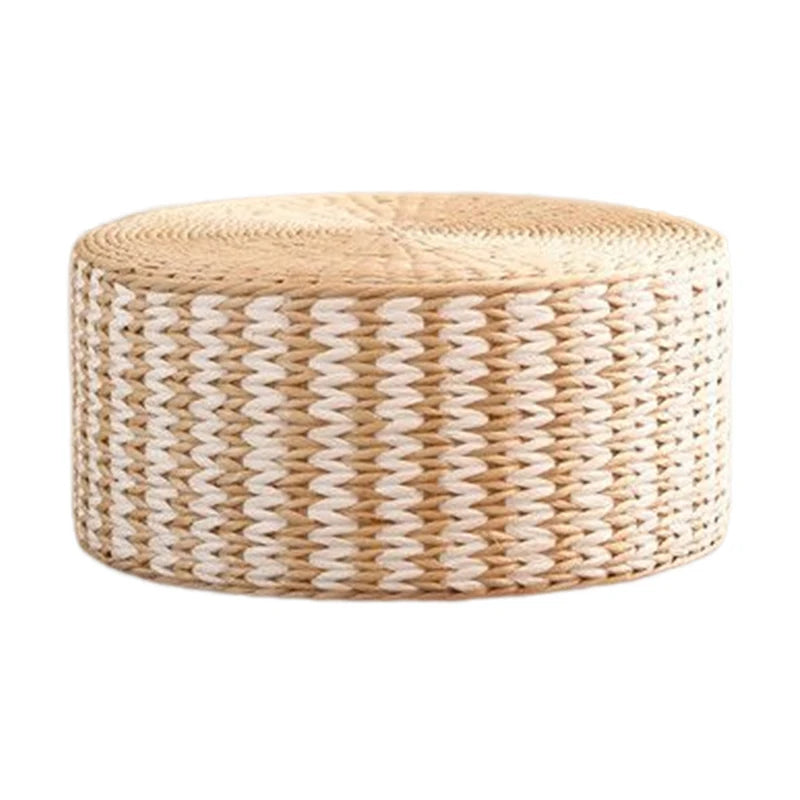 Coussin Japonais en Paille Tissée Beige stylé
