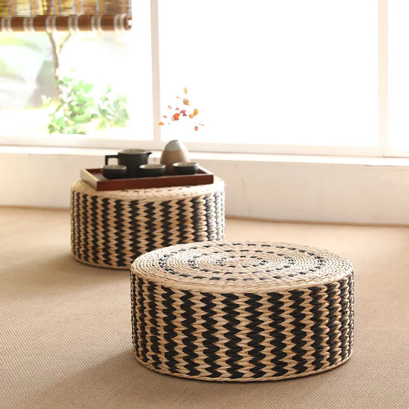 Coussin de Sol Japonais en Paille Tissée