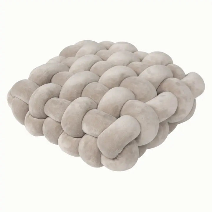 Coussin de Sol Tressé Douillet gris.