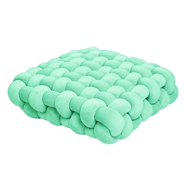 Coussin de Sol Tressé Douillet vert.