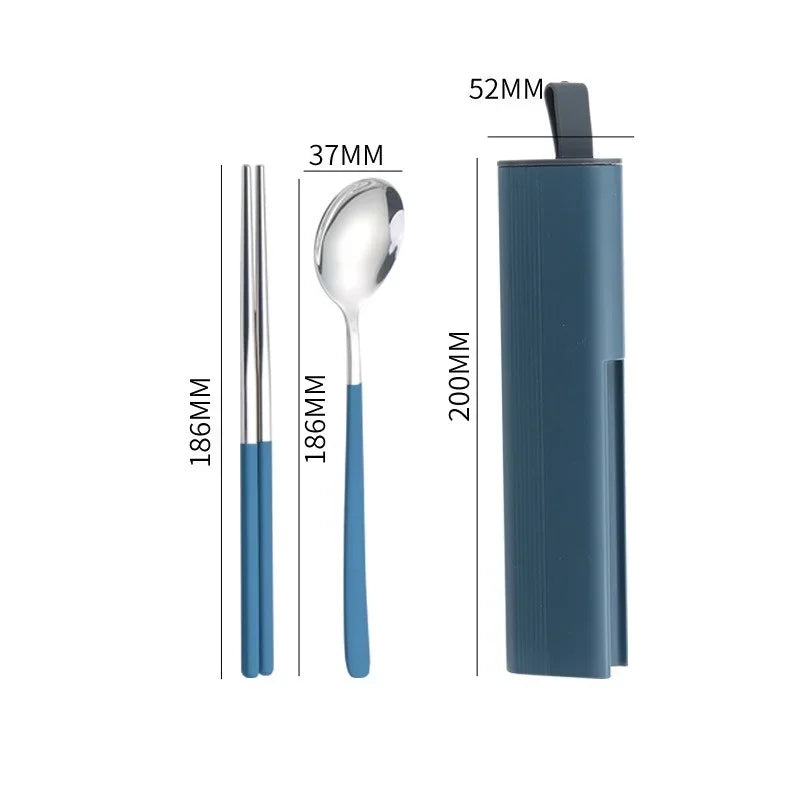 Couvert Japonais Portable 2 Pièces Bleu