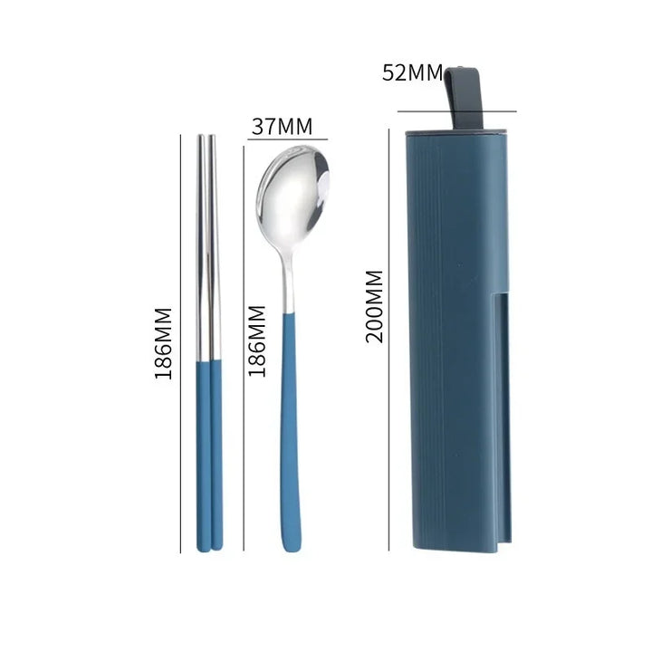 Couvert Japonais Portable 2 Pièces Bleu