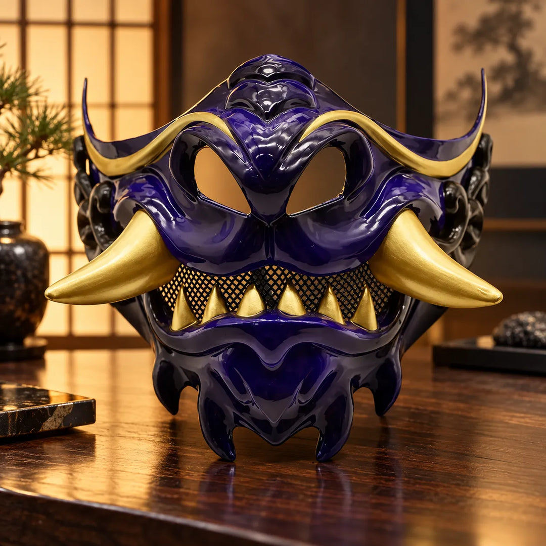 Demi-masque Japonais Diable Violet