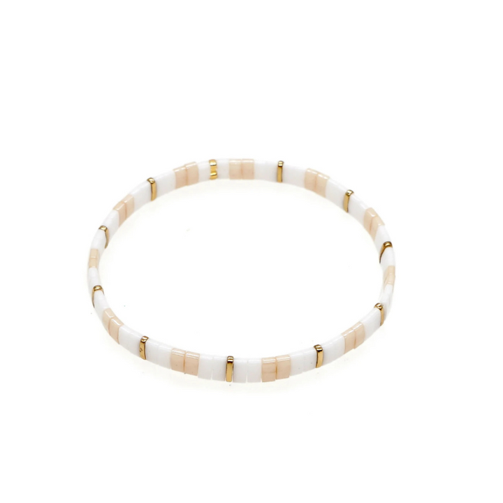 Miyuki Tila Bracelet Pink White 