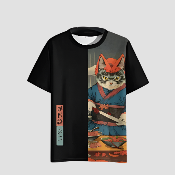 T-shirt Japonais Chat de Samouraï