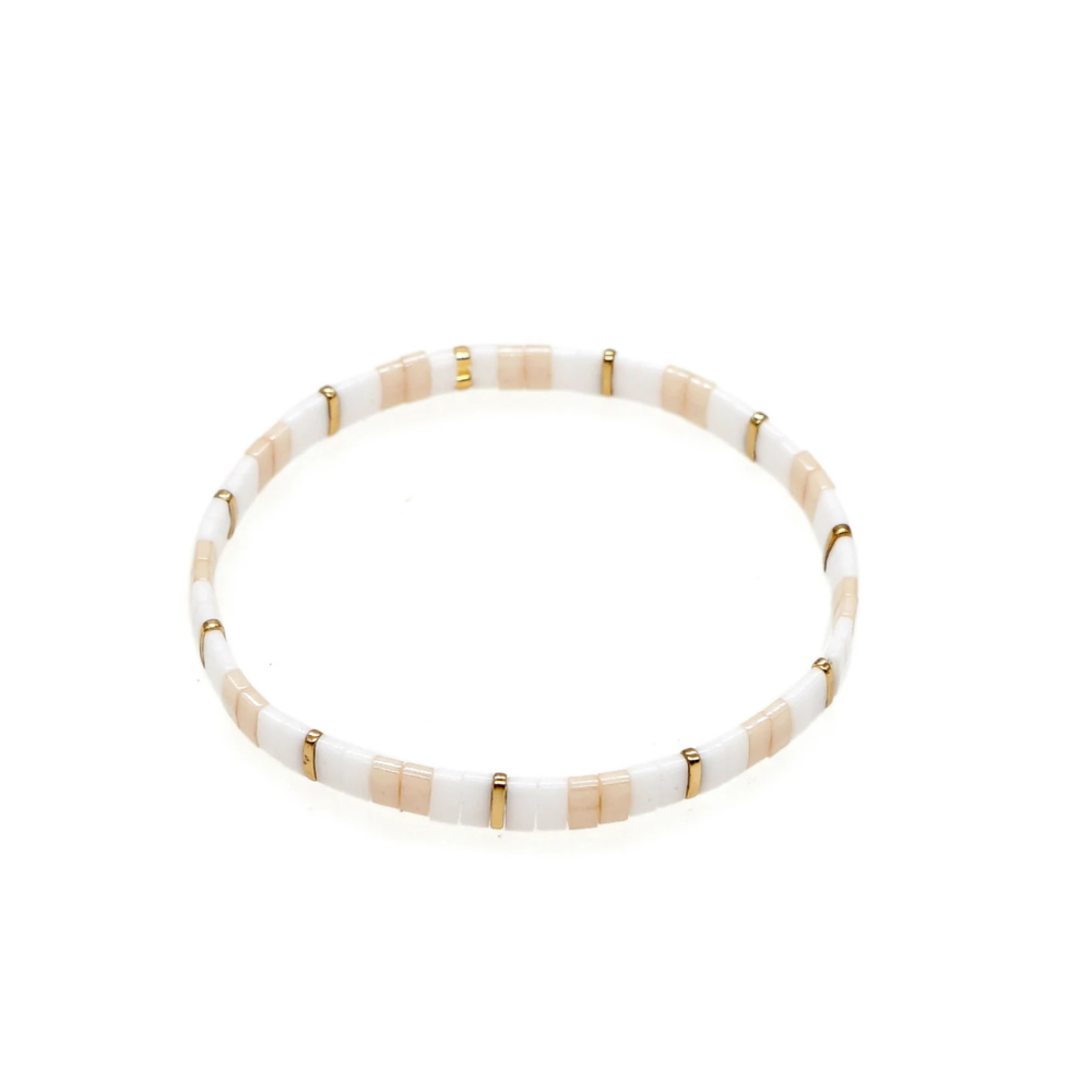 Miyuki Tila Bracelet Pink White 
