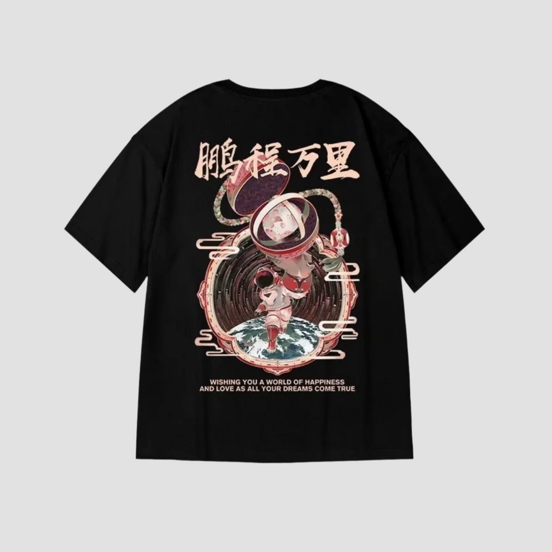 Übergroßes japanisches Herren-T-Shirt