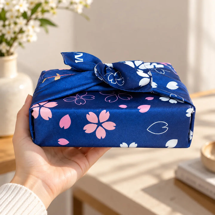 Emballage Furoshiki Bleu Minimaliste