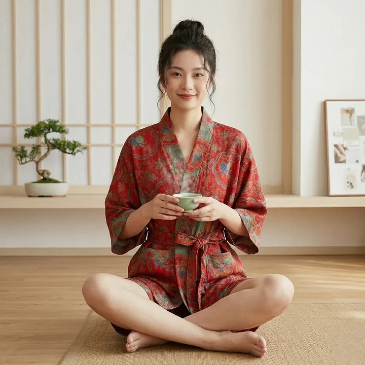 Ensemble Pyjama Japonais Femme Rouge