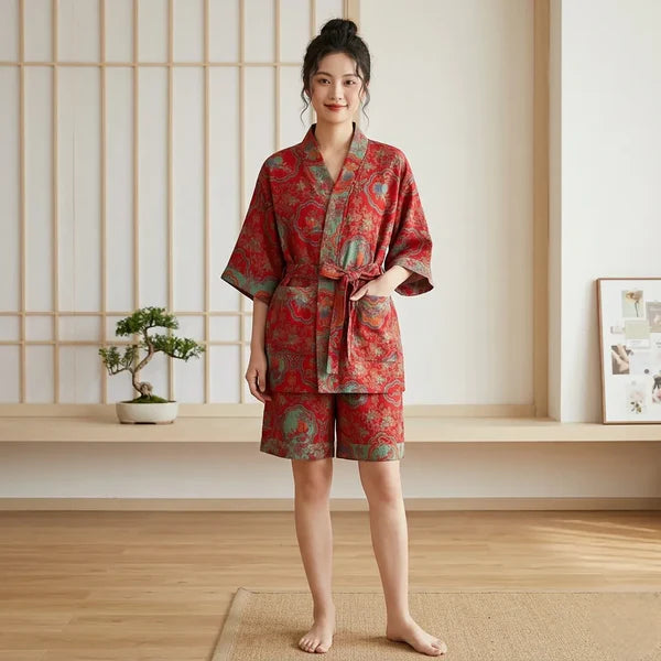 Ensemble Pyjama Japonais Femme Rouge Chic