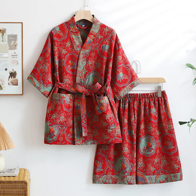 Ensemble Pyjama Japonais Femme Rouge Unique
