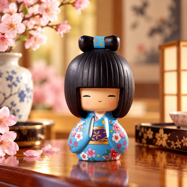 Figurine Japonaise Kokeshi Bleu