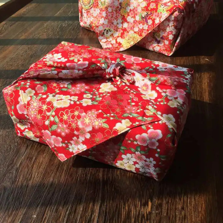 Furoshiki Japonais Fleurs Rouge