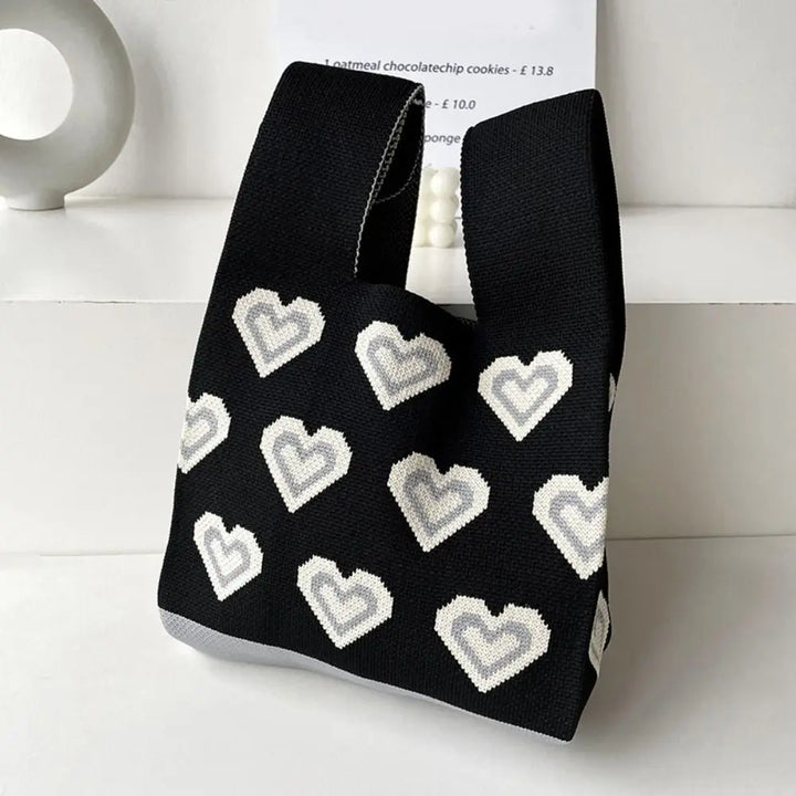 Furoshiki Sac à Main Noir à Coeur