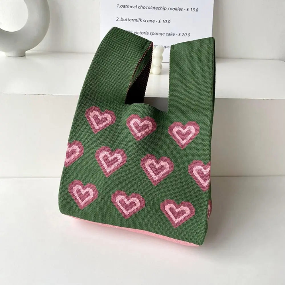 Furoshiki Sac à Main Vert à Coeur