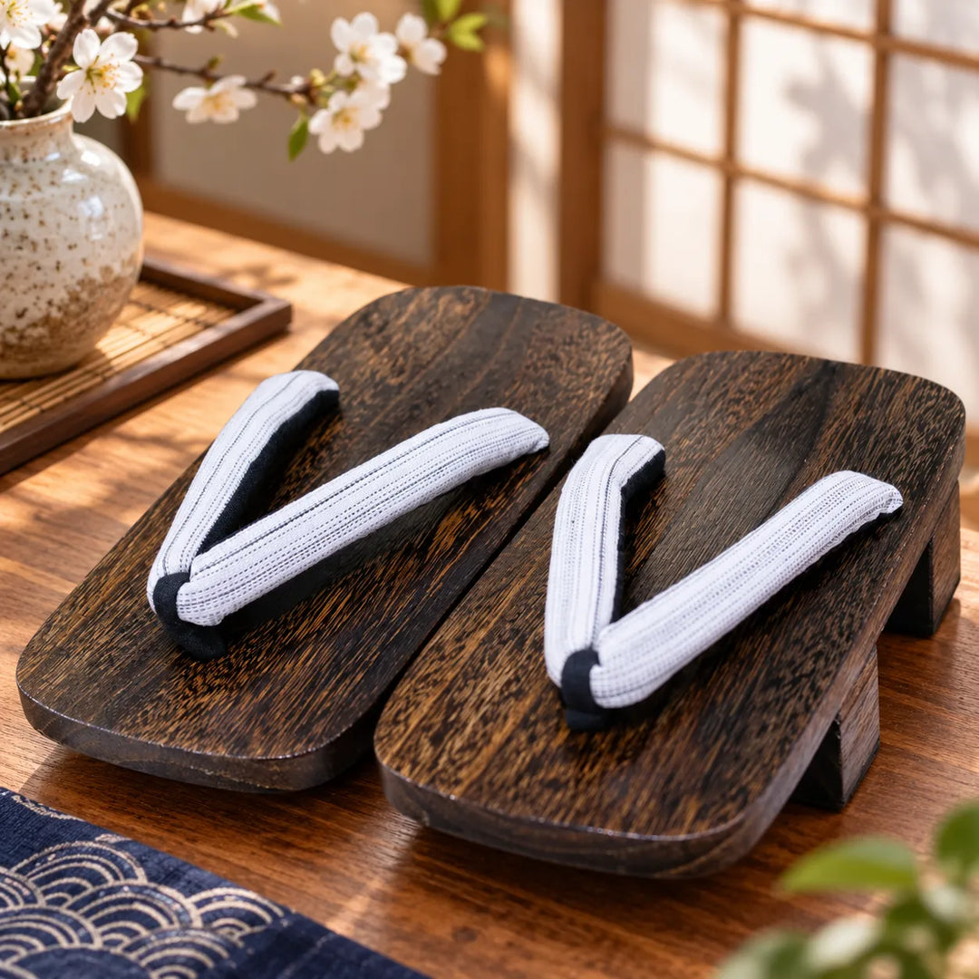 Geta Japonaise Blanc Rayé Originale