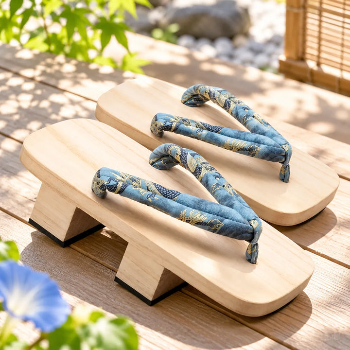 Geta Japonaise Estivale à Motif Bleu