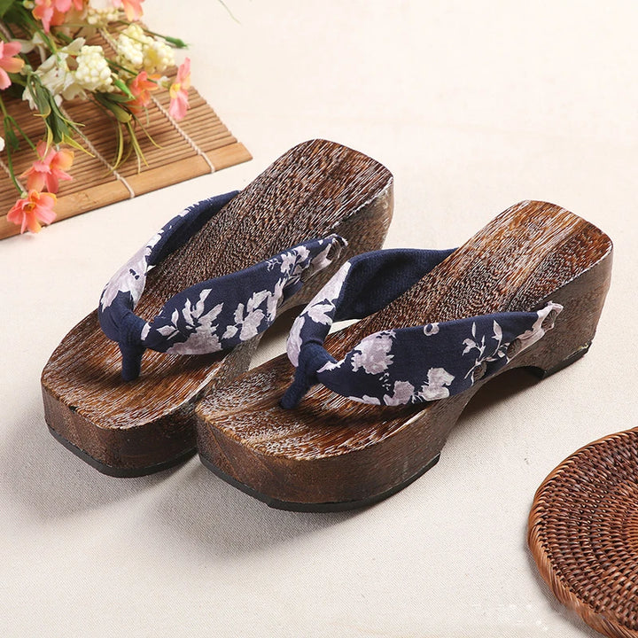 Geta Japonaise Femme à Talon Bleu