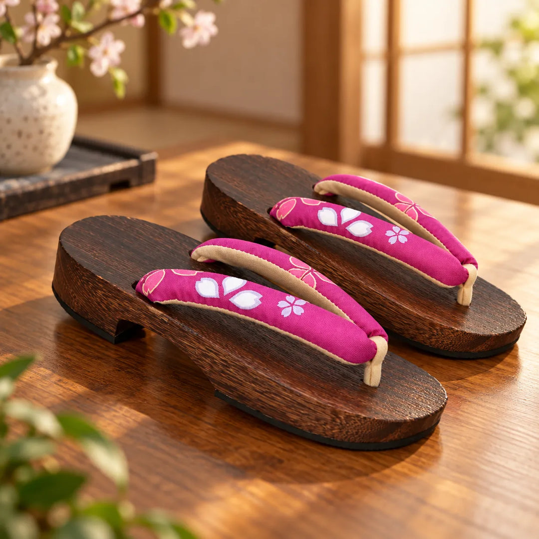 Geta Japonaise Fleurs Roses Belle