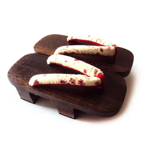 Geta Japonaise à Lanière Blanche Fleurie Confortable