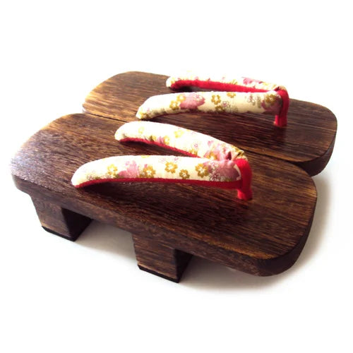 Geta Japonaise à Lanière Blanche Fleurie Unique