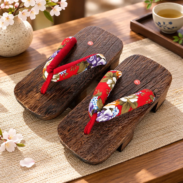 Geta Japonaise à Motifs Fleurs Originale