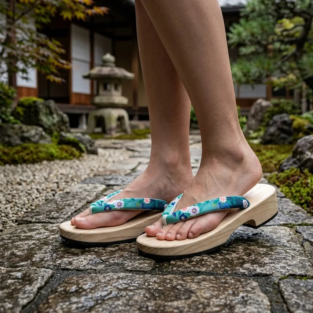 Geta Japonaise Plate Fleurie