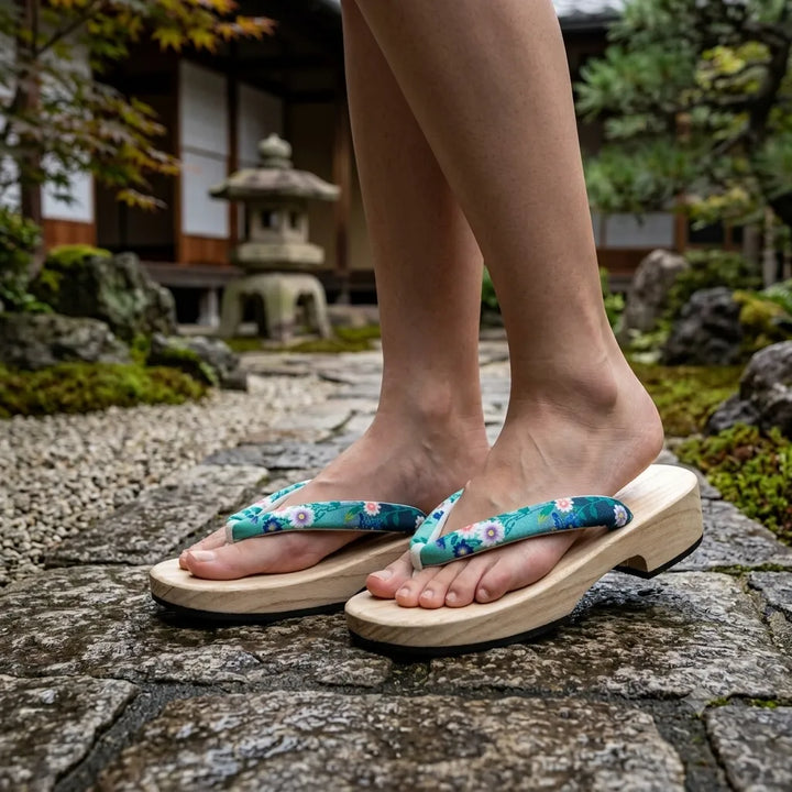 Geta Japonaise Plate Fleurie