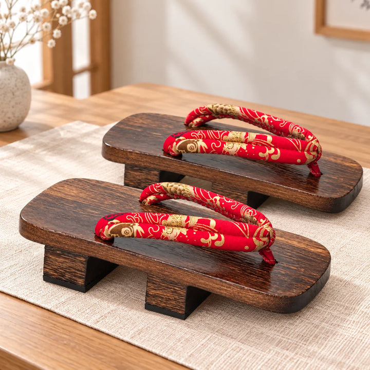Geta Japonaise Rouge et Doré Belle