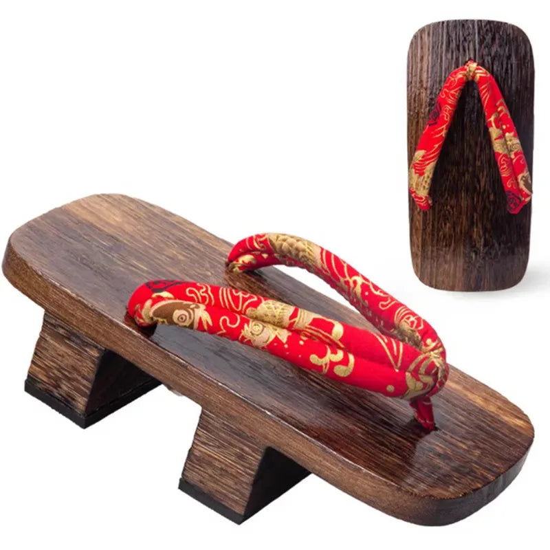 Geta Japonaise Rouge et Doré Confortable