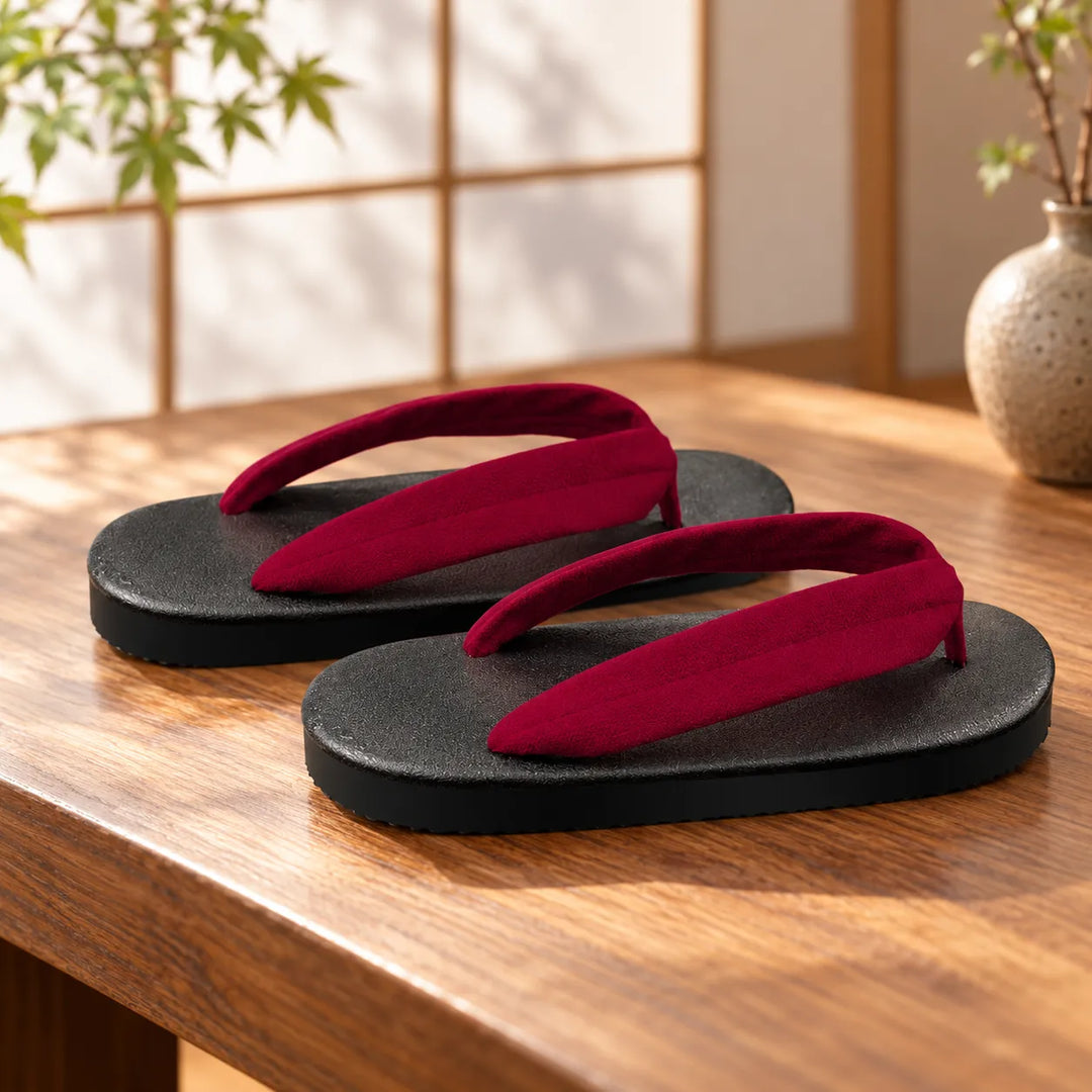 Geta Japonaise Souple Minimaliste Grenat