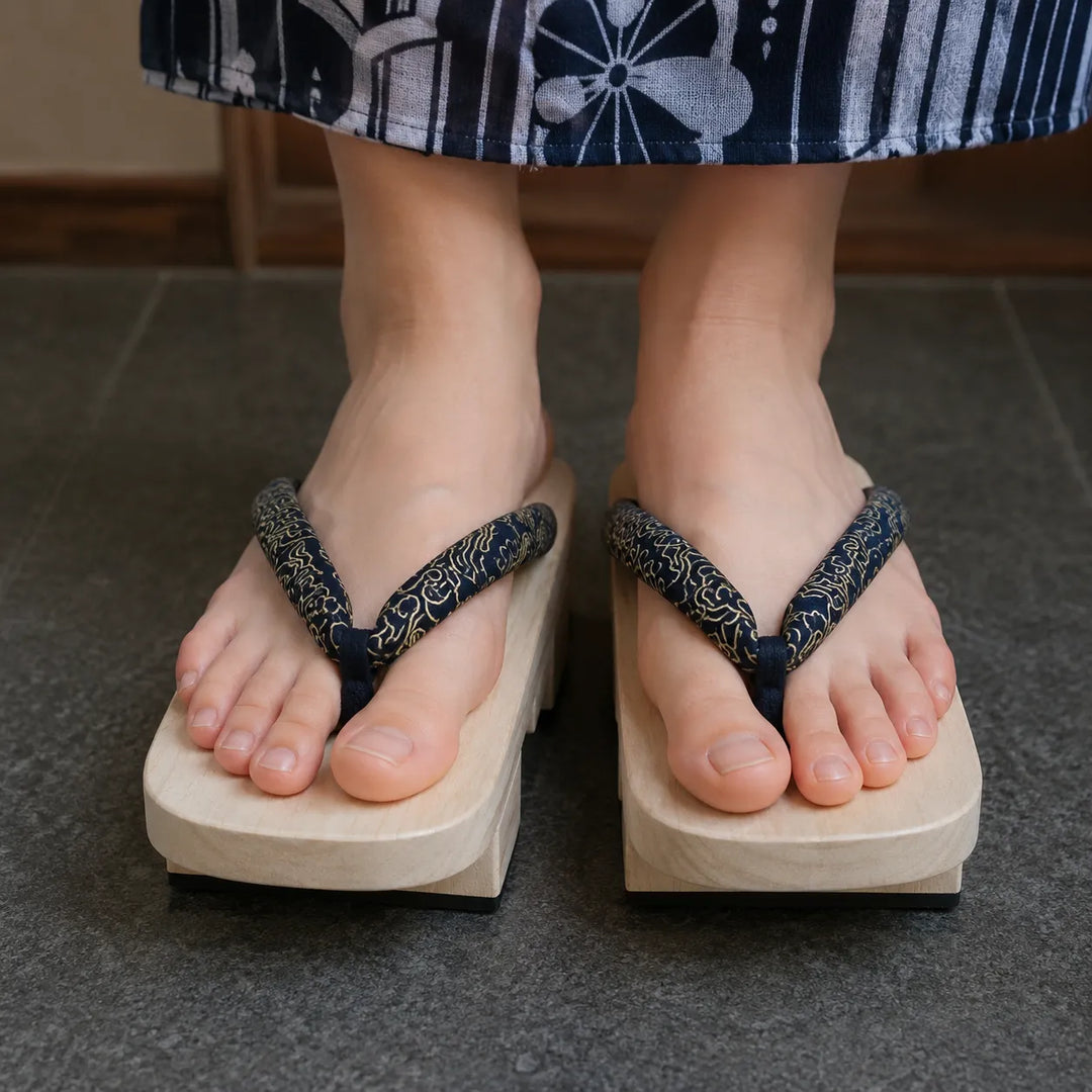Geta Japonaise d’Eté Bleu Marine Confortable