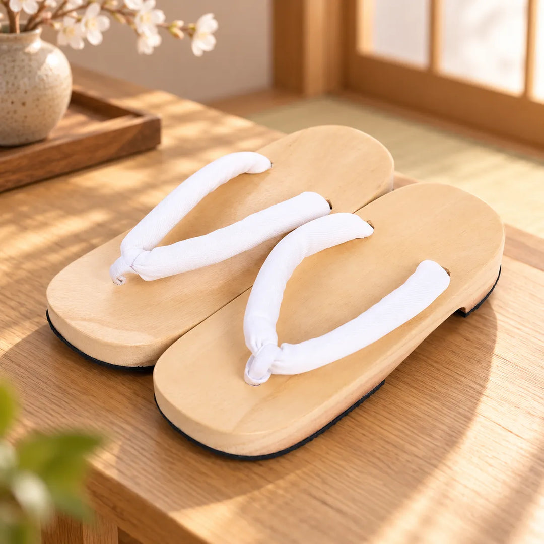 Geta Japonaise en Bois Naturel Blanc
